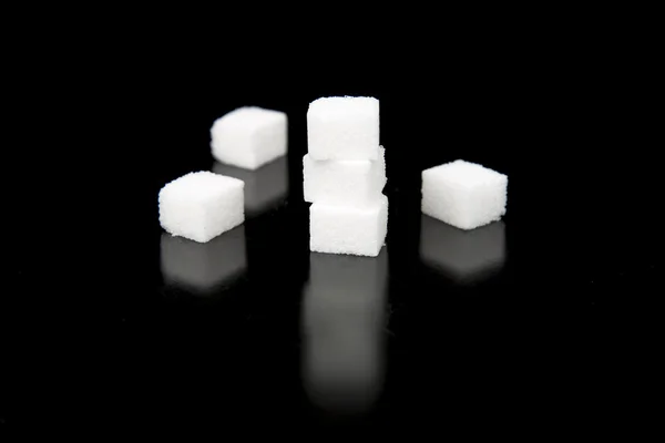 Sugar Cubes with Black Background — Stock Photo, Image