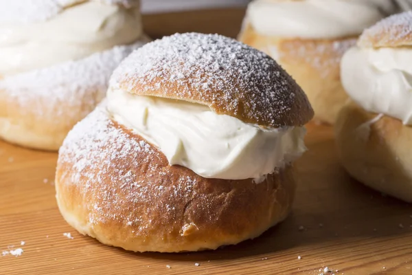 Szwedzki Semla (Lenten Bun) Zamknij — Zdjęcie stockowe