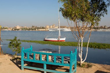 Afrika 'nın en uzun nehri. Mısır 'ın birincil su kaynağı. Temiz su nehri manzarası.