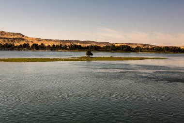 Afrika 'nın en uzun nehri. Mısır 'ın birincil su kaynağı. Temiz su nehri manzarası.