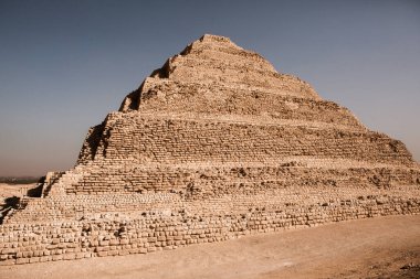 Ünlü Mısır Giza Piramitleri. Mısır 'da manzara. Çölde piramit. Afrika. Dünyanın Mucizesi