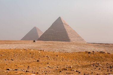 Ünlü Mısır Giza Piramitleri. Mısır 'da manzara. Çölde piramit. Afrika. Dünyanın Mucizesi