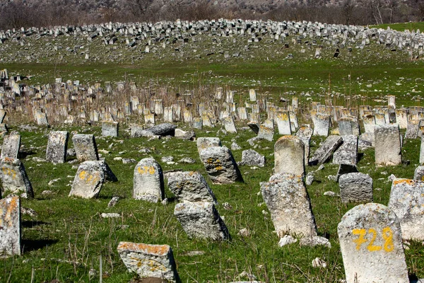 Vadul Rascov Moldávia Abril 2021 Pedras Tumulares Cemitério Judaico Medieval — Fotografia de Stock
