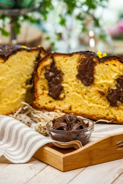 Panettone Dolce Tradizionale Italiano Pasqua 2021 Panettone Fatto Casa Ricoperto — Foto Stock