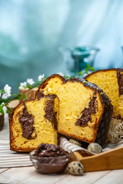 Panettone Tipo Pane Dolce Italiano Pane Dolce Intrecciato Appena Sfornato — Foto Stock