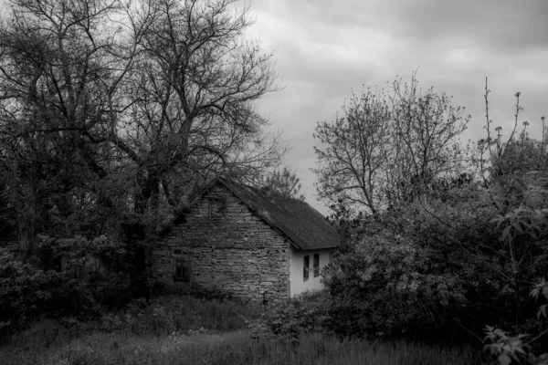 Paysage Avec Vieille Maison Oubliée Abandonné Quelque Part Dans Les — Photo