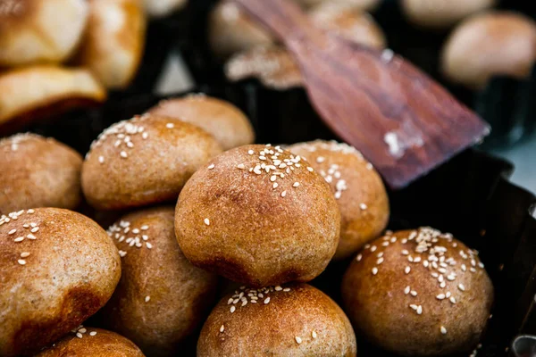 Fresh Homemade Bread Taken Wood Oven Close Rustic Whole Meal — Stock Photo, Image