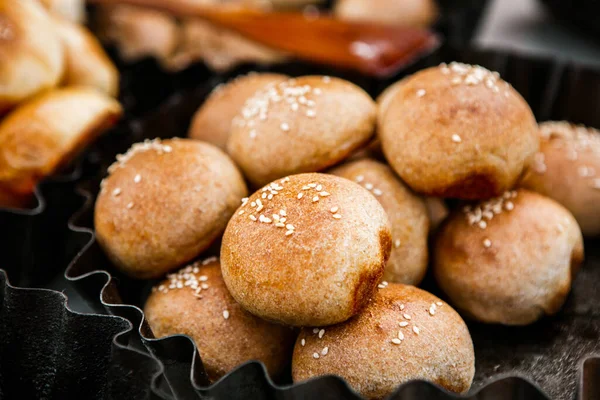 Pane Fresco Fatto Casa Preso Dal Forno Legna Primo Piano — Foto Stock