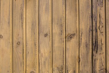 Düğümlü ve tırnak delikli klasik sarı ahşap arkaplan dokusu. Eski boyalı ahşap duvar