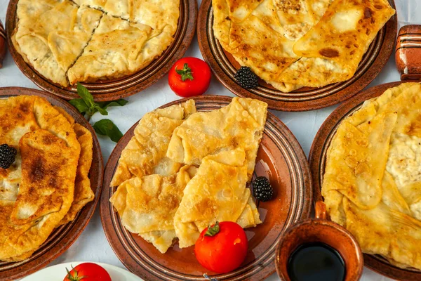 Traditional Fried Pies Romania Potatoes Cheese Cabbage Romanian Food — Stock Photo, Image