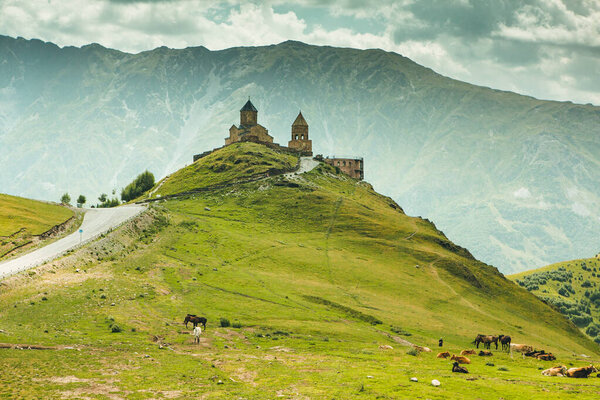 A beautiful landscape photography with Caucasus Mountains in Georgia