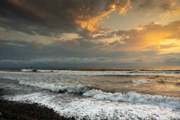 Очаровательный Закат Пляже Черного Моря Грузии — стоковое фото