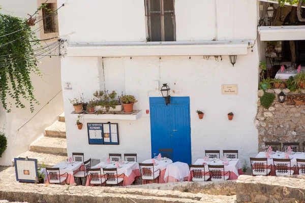 Architectuur Van Het Eiland Ibiza Een Charmante Lege Witte Straat — Stockfoto