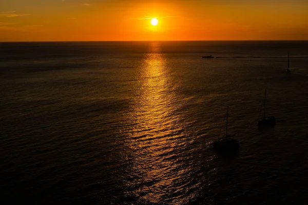 Amazing Landscape Picture Red Colored Sunset Ibiza Spain — Stock Photo, Image