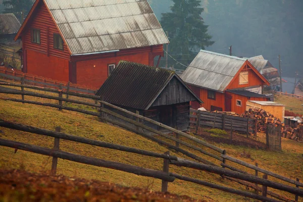 Group of old wooden mounting houses — Stock Photo, Image