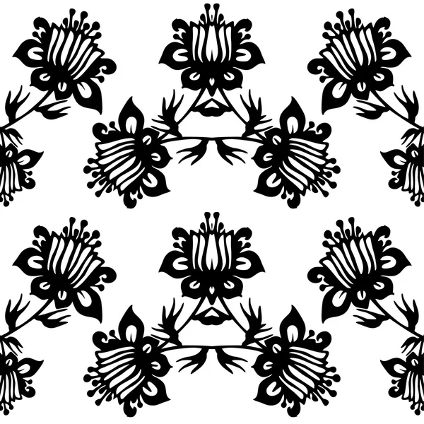 Чорно-білий безшовний візерунок дамаси — стоковий вектор
