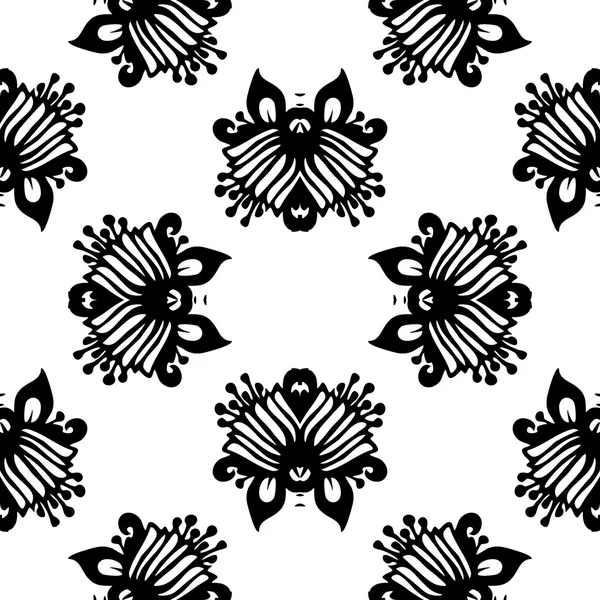 黑色和白色矢量无缝织锦缎花纹 — 图库矢量图片