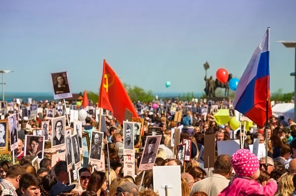 Parade on the Victory Day on May 9, 2016. Immortal regiment.  May, 9, 2016 in Ulyanovsk city, Russia.