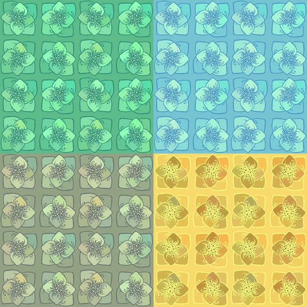 Conjunto de 4 padrões de flores vetor jasmim —  Vetores de Stock