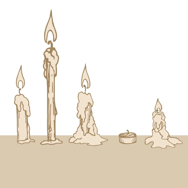 Velas ardientes bocetos — Vector de stock