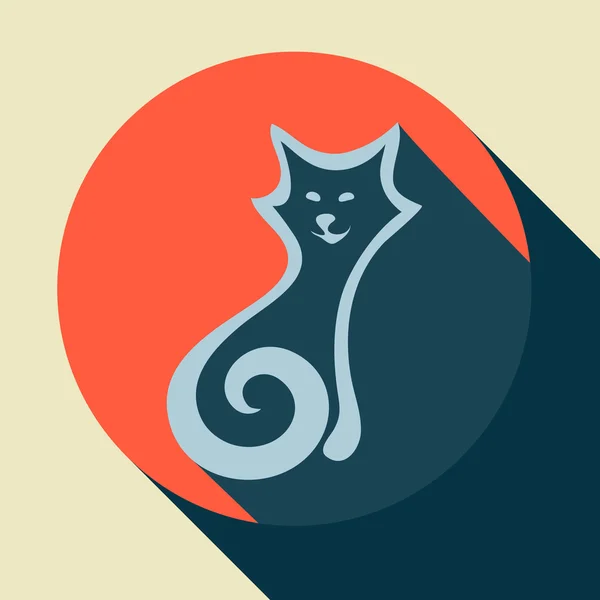 VECTOR SIMPLIFIED FIGURE CAT. Flat style. It can be used for zoo theme logo an element of the site design — Stock Vector