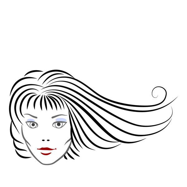 Weibliches Gesicht für Friseursalon-Vektor-Logo-Symbol im Stil der Pinselzeichnung — Stockvektor