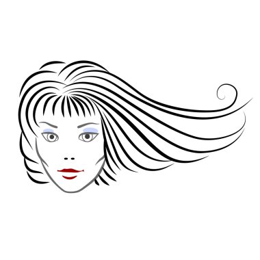 kadınsı yüz saç salonu logo için 
