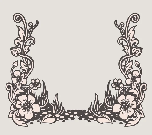 Marco vintage con patrón floral. Ilustración vectorial — Archivo Imágenes Vectoriales