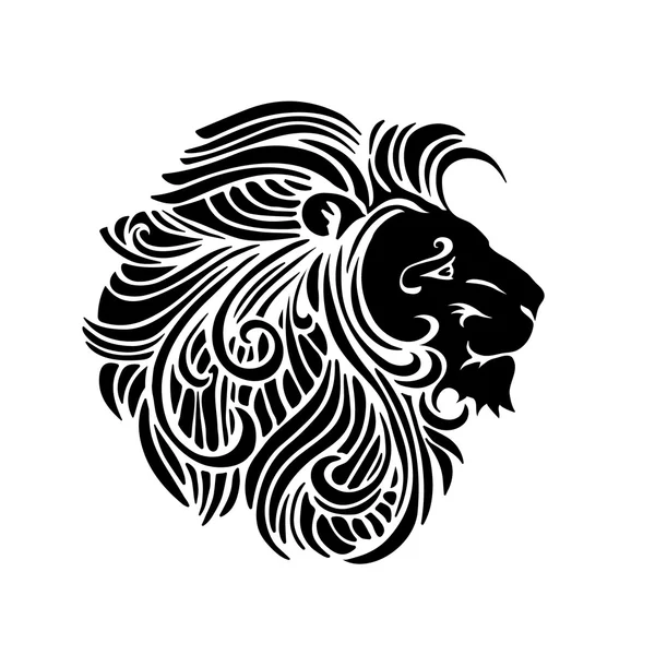 Lion décoratif décoratif en silhouette noire et blanche — Image vectorielle