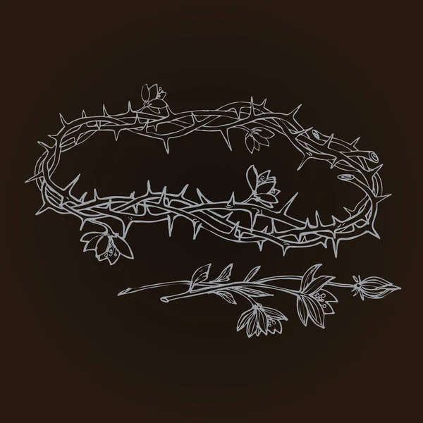 Couronne Fleurie Épines Symbole Espérance Résurrection Renouveau Eps — Image vectorielle