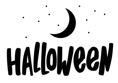 Ayla Cadılar Bayramı yazılı tasarım kartlarının vektör çizimi 