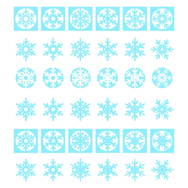 Vector Ilustración Conjunto Diferentes Formas Copos Nieve — Archivo Imágenes Vectoriales