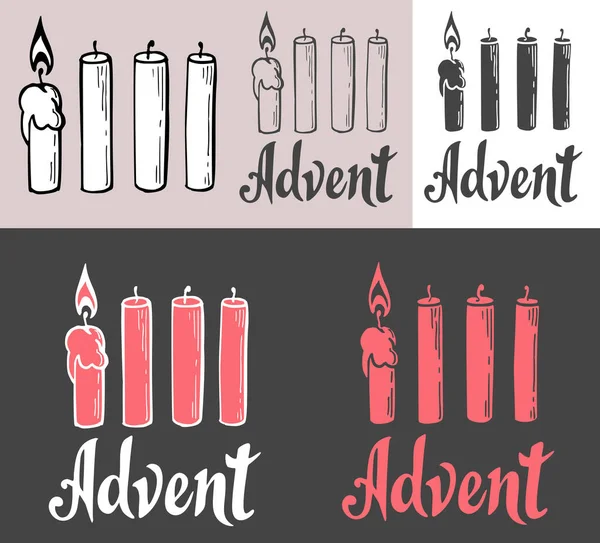 Vektor Illustrationsset Advent Weihnachten Mit Kerzen — Stockvektor