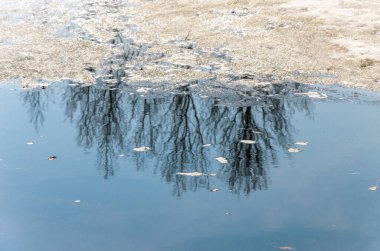 Donmuş nehir kışın doğa arka planında