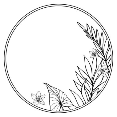 Çerçevede tropikal çiçek elementleri