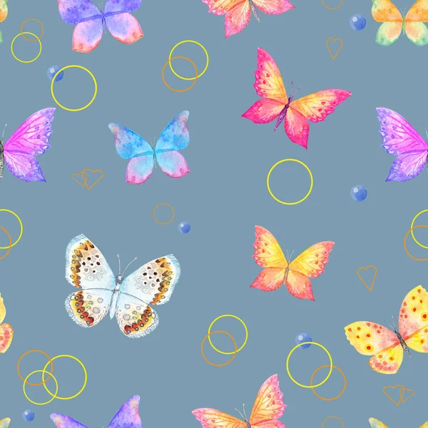 美しい蝶のイラストのシームレスなパターン — ストック写真