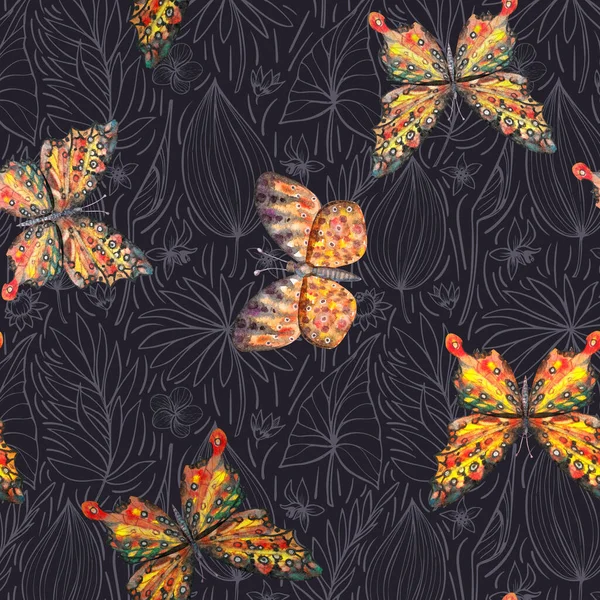 Seamless Pattern Beautiful Butterflies Illustration — Zdjęcie stockowe