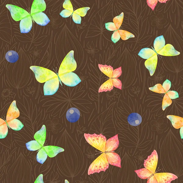 Motif Sans Couture Belles Illustrations Papillons — Photo