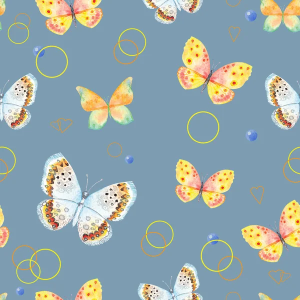 美しい蝶のイラストのシームレスなパターン — ストック写真
