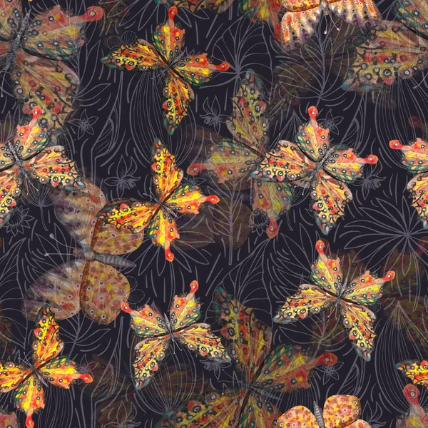 Бесшовный Рисунок Красивых Бабочек — стоковое фото