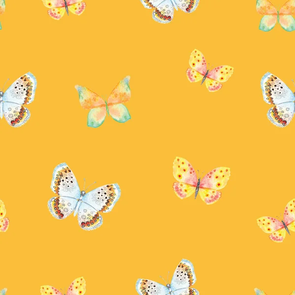 Seamless Pattern Beautiful Butterflies Illustration — Stock Photo, Image