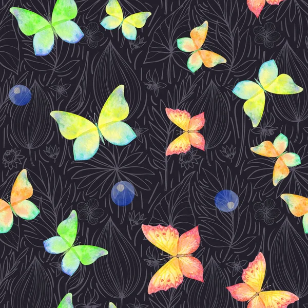 Seamless Pattern Beautiful Butterflies Illustration — Stock Photo, Image