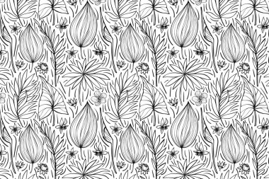 Yapraklı kusursuz çiçek arkaplanı, orman deseni 