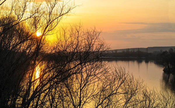 Sonnenuntergang Auf Dem Fluss Swjaga — Stockfoto