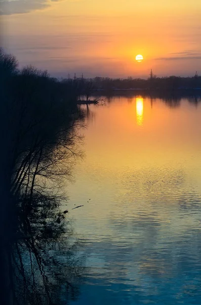 Sonnenuntergang Auf Dem Fluss Swjaga — Stockfoto