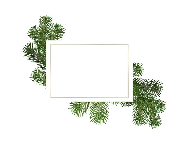 White Christmas Frame Text Watercolor Eluce Branches — стоковое фото