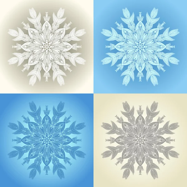 Set de cuatro copos de nieve — Vector de stock