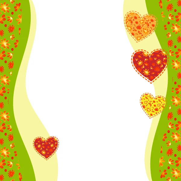 Акварельний квітковий фон з сердечками — стоковий вектор