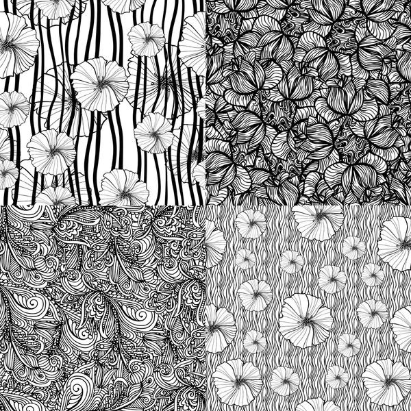Набір з чотирьох безшовних квіткових текстур — стоковий вектор