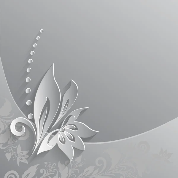 Elemento floral sobre fondo gris — Vector de stock